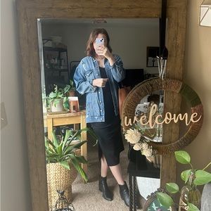 Target A New Day Black Ribbed Midi Bodycon Dress Ruched Sides Women’s Size M